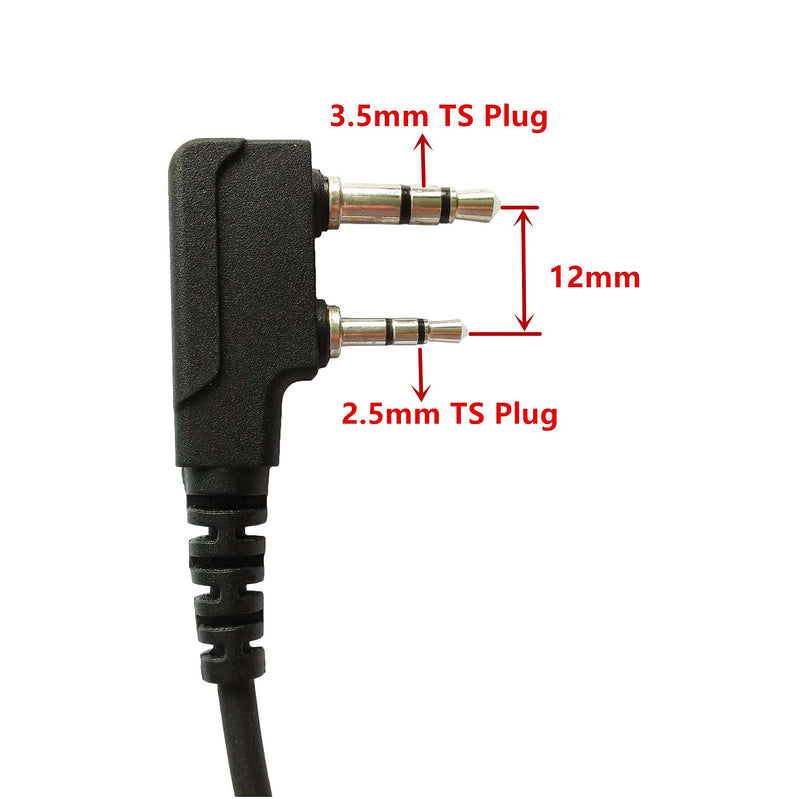 [Australia - AusPower] - KS K-STORM Covert Acoustic Tube Walkie Talkie Earpiece Headset with Mic Compatible with 2 Pin Kenwood Two Way Radio, 2 Pack 