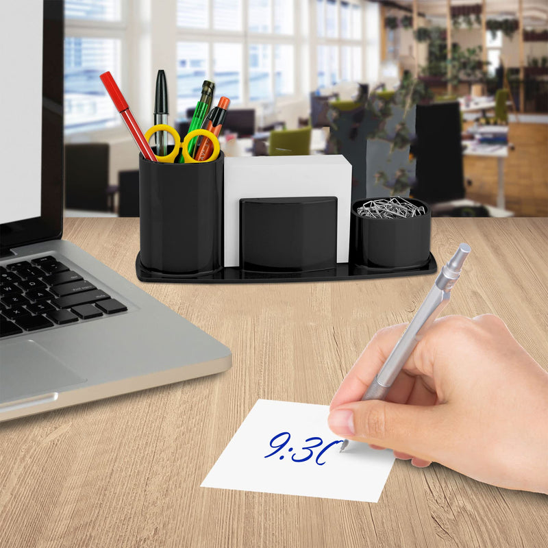[Australia - AusPower] - Acrimet Millennium Desktop Organizer Holder for Pen, Pencil, Clip, Paper and Desk Accessories (Plastic) (Paper Included) (Black Color) 