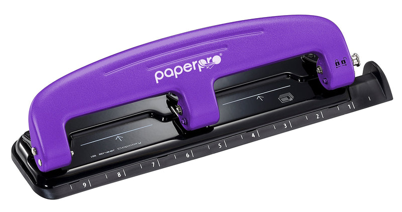 [Australia - AusPower] - Bostitch Office EZ Squeeze Reduced Effort 3-Hole Punch, 12 Sheets, Purple,black , 1.6" x 3" x 11" 