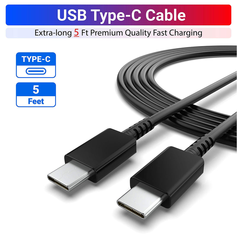 [Australia - AusPower] - Super Fast Charger 25 Watt PD 3.0 USB C Type C Charger Cable Cord (5ft) Quick Charging Compatible Samsung Galaxy S22/ S22 Plus/ S21/S21 Plus/S21 Ultra/Z Fold 3/S20 5G/S20+/Note 20/Note10/S10-2Pack 