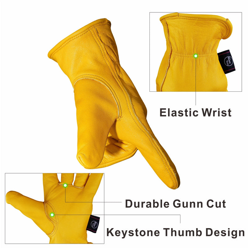 [Australia - AusPower] - KIM YUAN Winter Warm Work Gloves 3M Thinsulate Lining Perfect for Gardening/Cutting/Construction/Motorcycle, Men & Women 1 Pair Large(1 PAIR) Winter-elastic Wrist 