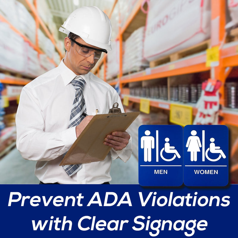 [Australia - AusPower] - ADA Mens and Womens Restroom Braille 9 in x 6 in Signs With Braille Lettering By Retail Genius. Durable Plastic Placards Display Bathroom Location and Gender. Self-Adhesive Backing For Easy Install 