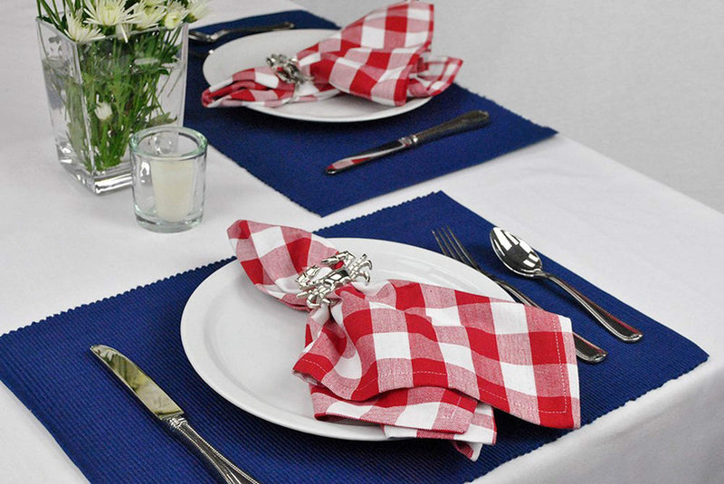 [Australia - AusPower] - DII 100% Cotton Basic Ribbed Placemat Set, Nautical Blue, 13x19, 6 Piece 13x19" 