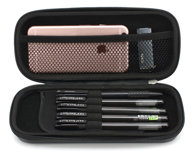 [Australia - AusPower] - KAYOND Hard Pencil Case PC Hard Shell case for Executive Fountain Pen,Ballpoint Pen,Stylus Touch Pen,Durable Students Stationery with Zipper (Black) Black 