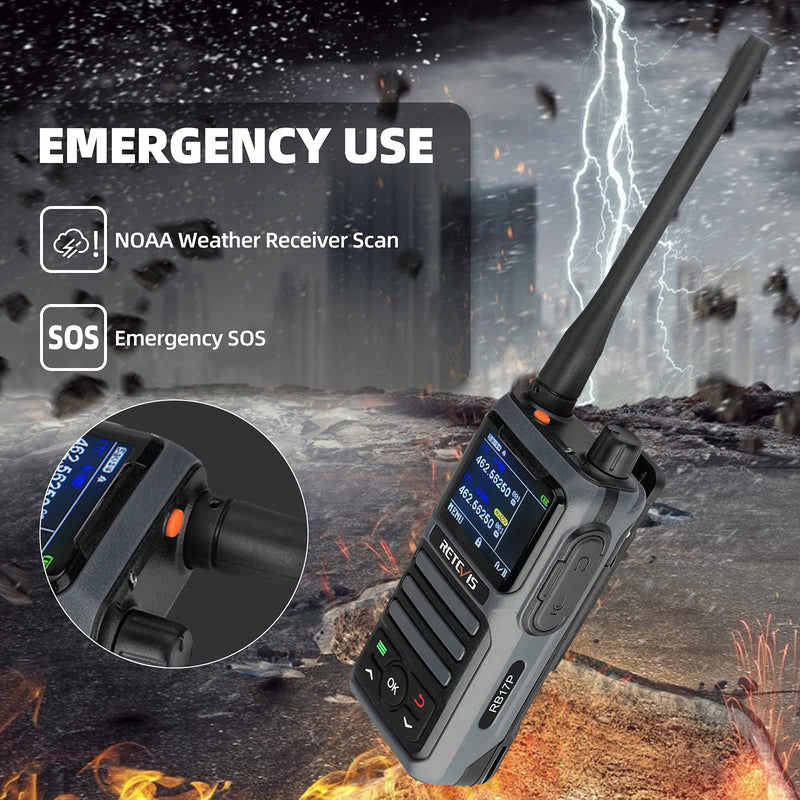 [Australia - AusPower] - Retevis RB17P GMRS Radio,Long Range Two Way Radio Rechargeable,2200mAh SOS Siren NOAA Scanning & Receiving, Handheld Walkie Talkies for Adults(1 Pack) 