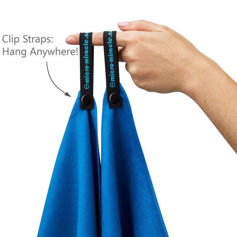 [Australia - AusPower] - Micro Miracle XL - 2in1 Quick Dry Microfiber Travel Towel, 13 Colors, 60 x 30 in, Soft and Lightweight for Gym, Travel, Backpacking, Camping, RV, Beach / Super Absorbent, Fast Dry, Compact - With Pouch Blue 
