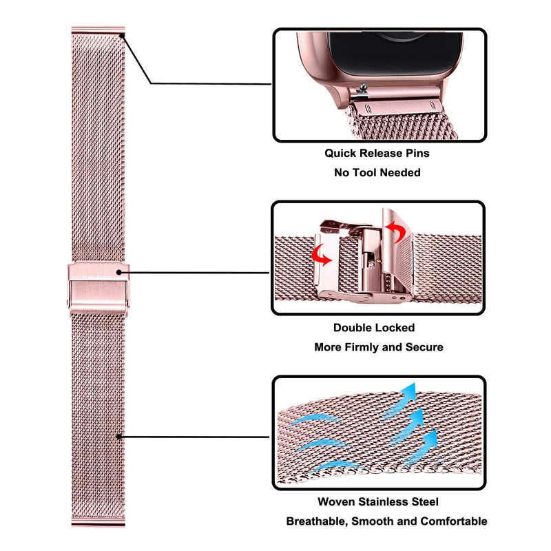 [Australia - AusPower] - TRUMiRR Women Watchband for Amazfit GTS 2 Mini Smart Watch, Mesh Woven Stainless Steel Band Quick Release Strap Replacement Bracelet for Amazfit GTS 2 Mini Flamingo Pink Smartwatch 
