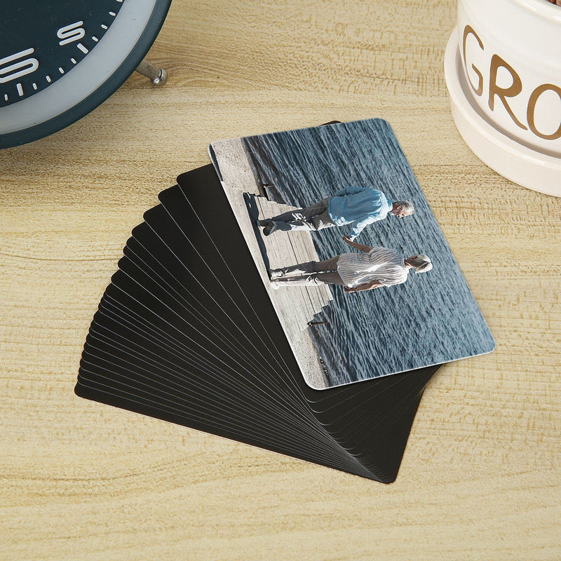[Australia - AusPower] - FVIEXE 100PCS Metal Business Card Blanks for Laser Engraving, 0.21mm Thick Black Sublimation Aluminum Business Cards Name Cards Metallic DIY Gift Cards VIP Cards for Custom Engrave Color Print 