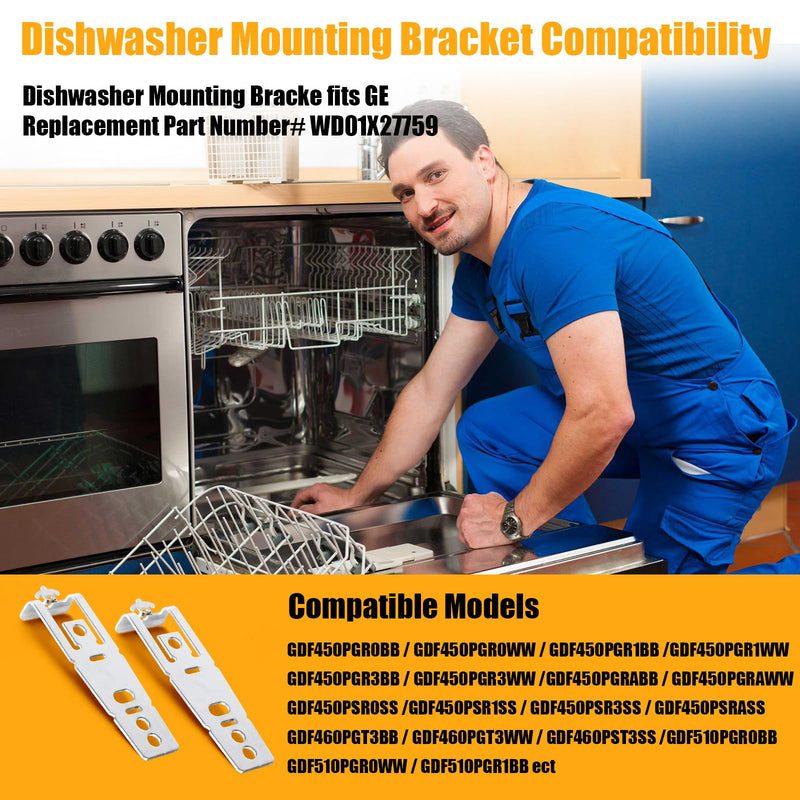 [Australia - AusPower] - Dishwasher Mounting Bracket for GE WD01X27759 Dishwasher Countertop Bracket - 2 Pack 