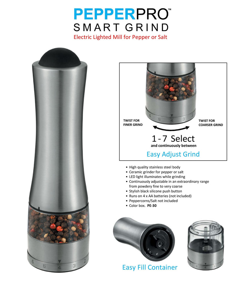 [Australia - AusPower] - Prodyne Smart Grind Lighted Electric Mill, Stainless 1 