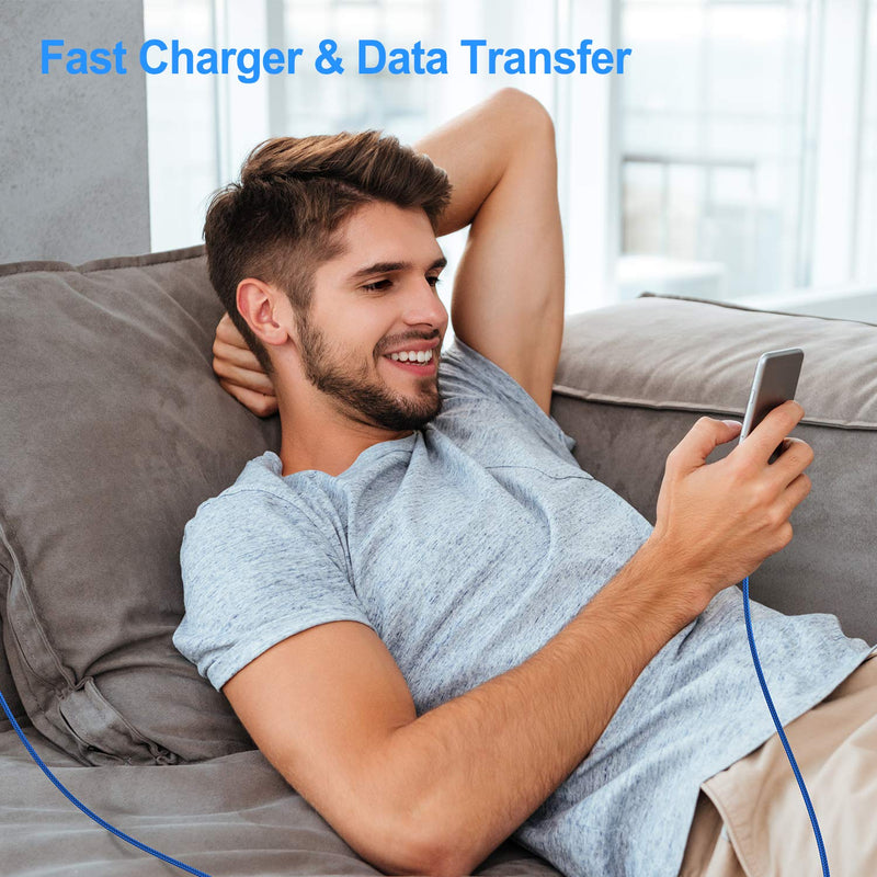 [Australia - AusPower] - Micro USB Cable 3ft Android Phone Charger 2-Pack Premium Nylon Braided Fast Durable Charging Cord for Samsung Galaxy S7 S6 Edge J7 S5,Note 5 4,LG,HTC,Sony,Xbox One, PS4,Kindle,MP3,Tablet(Blue) 3foot blue 