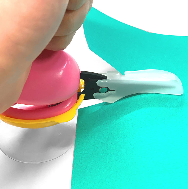 [Australia - AusPower] - HARAC Table Top Scissors with Base Adaptive Scissors Spring Loaded, Safety Push Down Scissors for Special Needs, Ambidextrous Training Scissors, Made in JAPAN, Blue BLUE + BASE 