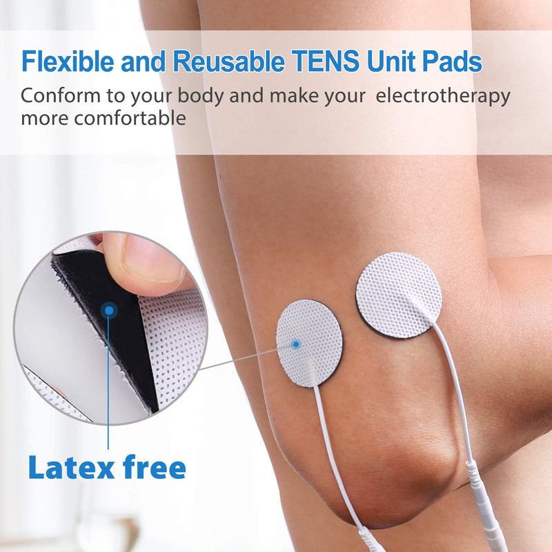 [Australia - AusPower] - TENS Unit Pads, 40PCS Round Electrodes Pads, 1.25" Reusable Carbon Electrotherapy Pads for EMS Muscle Stimulator, with 2.0 mm Pigtail Connectors 