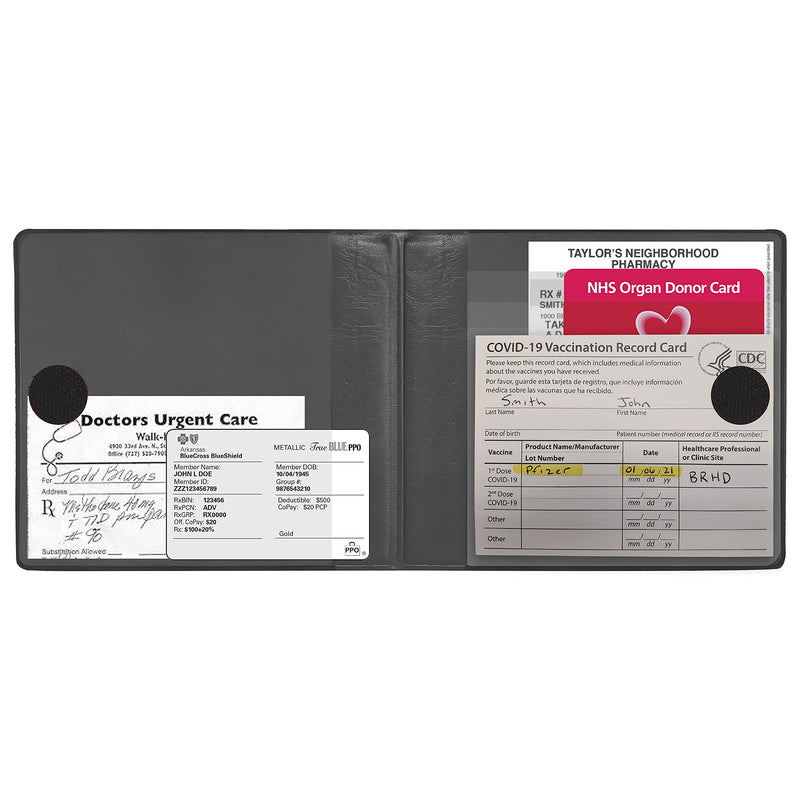 [Australia - AusPower] - Essentially Yours CDC Vaccine Immunization Record and Card Holder with Three Clear Card Sleeves, Black, 10 Pack 10-Pack 