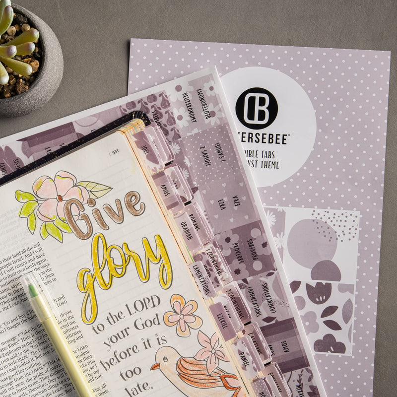 [Australia - AusPower] - DiverseBee Laminated Bible Tabs (Large Print, Easy to Apply), Bible Study Journaling Supplies, 77 Bible Index Book Tabs for Women, Bible Accessories, Includes 11 Blank Tabs - Amethyst Theme 