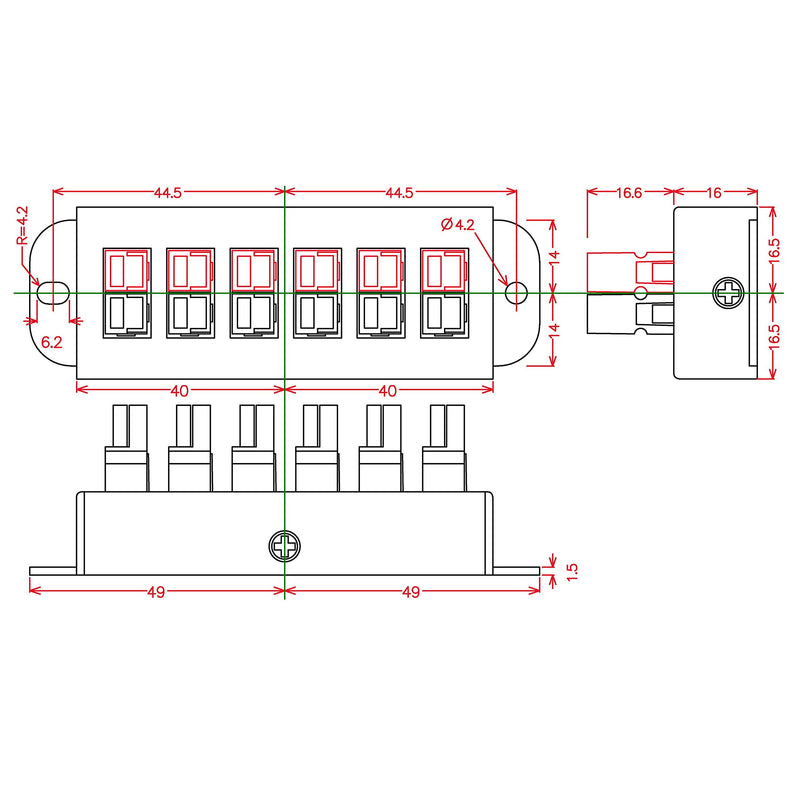 [Australia - AusPower] - Chunzehui F-1011 6-Position 45A Power Pole Distribution Block Module, Connector Power Splitter Distributor Source Strip. 