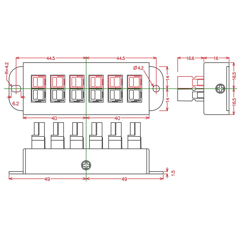 [Australia - AusPower] - Chunzehui F-1011 6-Position 45A Power Pole Distribution Block Module, Connector Power Splitter Distributor Source Strip. 