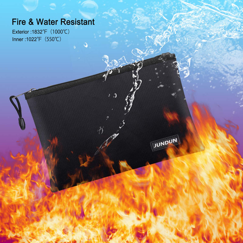 [Australia - AusPower] - JUNDUN Fireproof Document Bags,13.4”x 9.4”Waterproof and Fireproof Money Bag,Fireproof Safe Storage Pouch with Zipper for A4 Document Holder,File,Cash and Tablet 