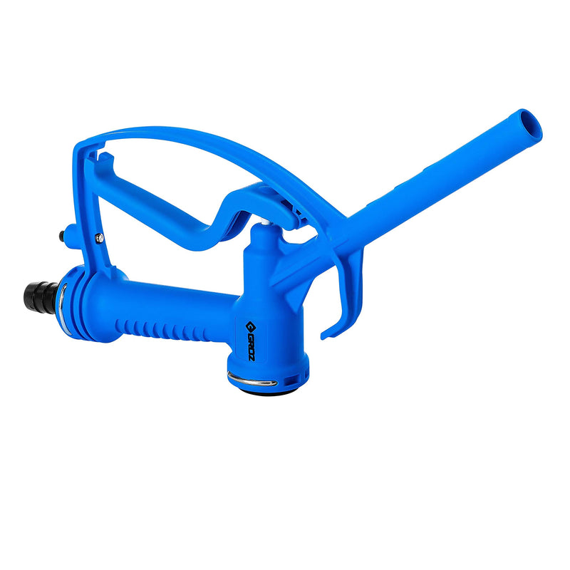 [Australia - AusPower] - Groz 3/4-inch NPT Manual DEF/AdBlue Nozzle with Hose Barb | 24 GPM | Straight Spout | Max Pressure 72.5 PSI | Blue (45589) 