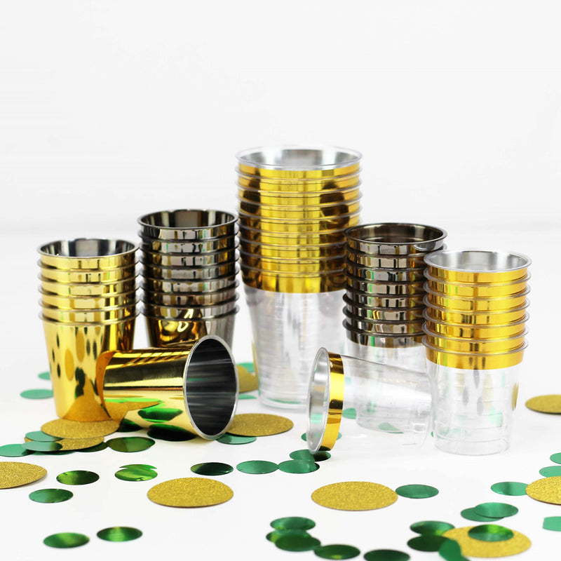 [Australia - AusPower] - Just Artifacts 1oz Plastic Shot Glasses (120pcs, Metallic Gold Rim) 120 Count (Pack of 1) 