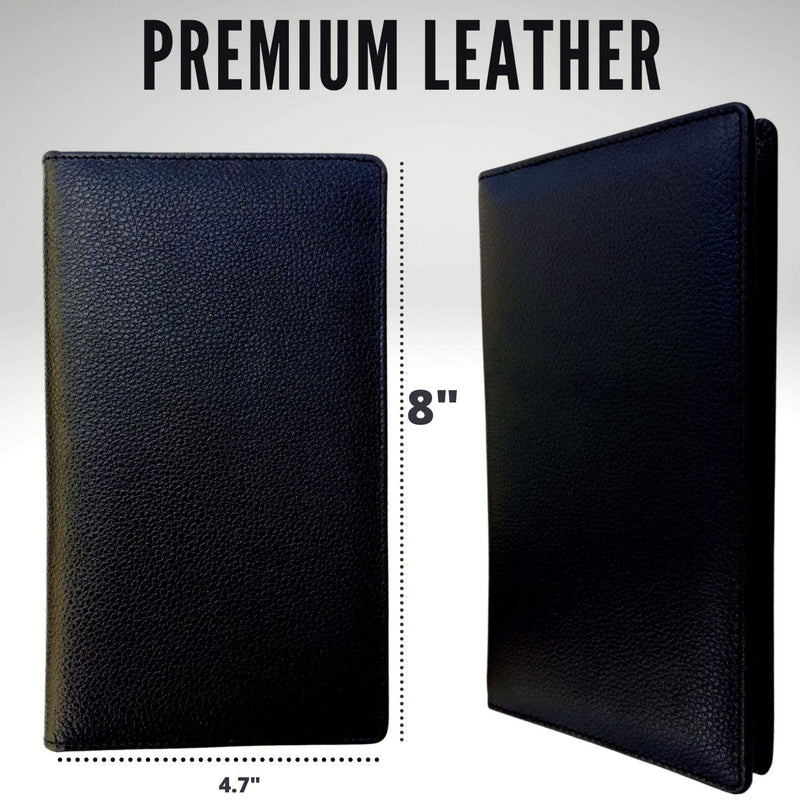 [Australia - AusPower] - Genuine Leather Waiter/Waitress Server Wallet with Zippered Pocket, 8" x 4.7" in Black, Organizer That Holds Server Pads, Guest Checks, Credit Cards, Cash and Fits in a Server Apron 