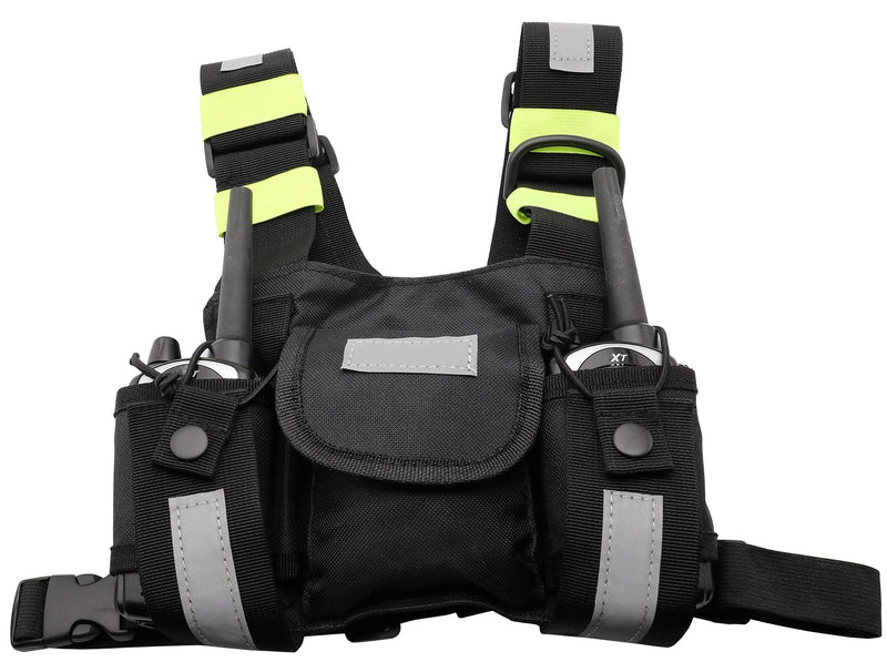 [Australia - AusPower] - GoodQbuy Universal Radio Harness Chest Rig Bag Pocket Pack Holster Vest Fluorescent Green for Two Way Radio 