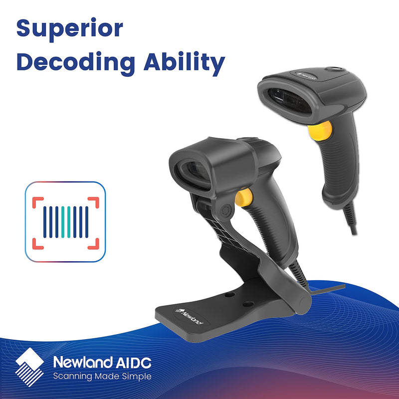 [Australia - AusPower] - Newland HR11 1D Handheld Barcode Scanner with Stand 1D USB Wired CCD Bar Code Reader Extremely Fast and Precise Auto Scan for Windows/Mac/iOS/Android/Linux/POS 