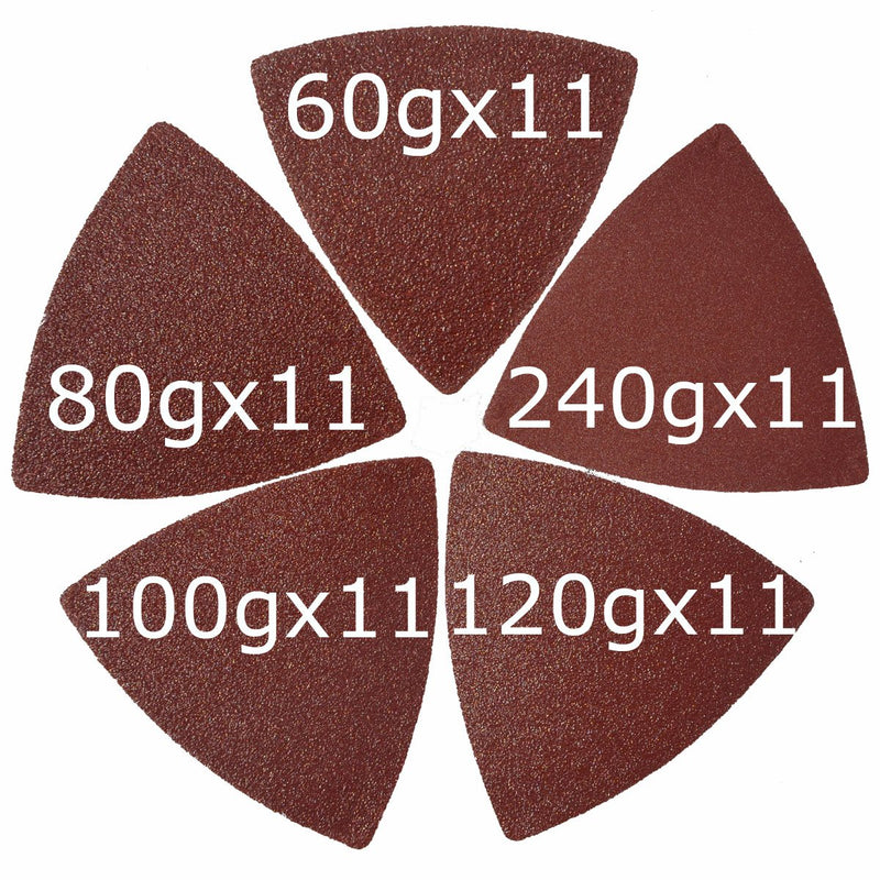 [Australia - AusPower] - XXGO Triangular Oscillating Multi Tool Sanding Pads 3-1/8 Inch 80mm Assorted Grit 60/80/100/120/240 Grits Pack of 55 Pcs No.XG5501 Mix Grit - 55 Pcs 