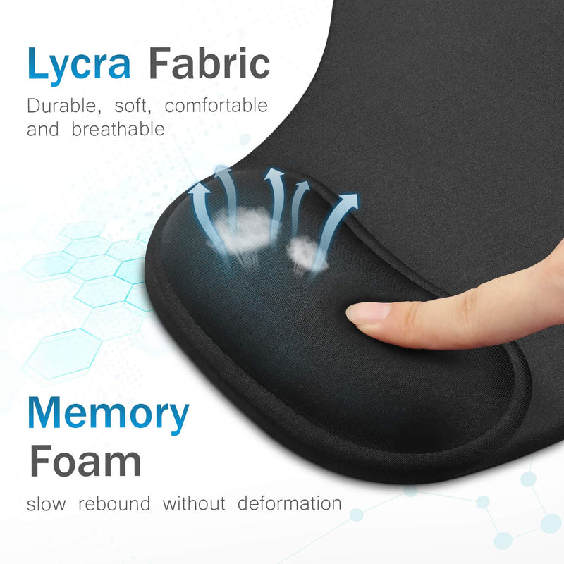 [Australia - AusPower] - JSD Gel Mouse Pad with Wrist Support Wrist Rests 10.00×9.25×1.3 inches (Black, 1 Pack) Black 1 Pack 
