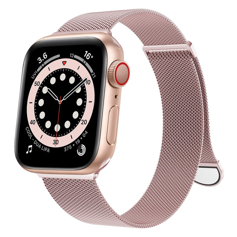 [Australia - AusPower] - OULUOQI for Apple Watch Band Series SE 7 6 5 4 3 2 1 38mm 40mm 41mm 42mm 44mm 45mm Women and Men, Stainless Steel Mesh Loop Magnetic Clasp Replacement for iWatch Band ( Rose Gold） A--Rose Gold 38mm/40mm/41mm 