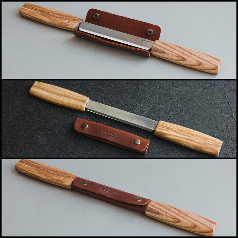 [Australia - AusPower] - BeaverCraft DK2s Draw Knife with Leather Sheath Woodworking Tool 4.3" Drawknife Wood Carving Tools Wood Draw Knife Woodworking Whittling Tools Draw Knife DK2 with Leather Sheath 