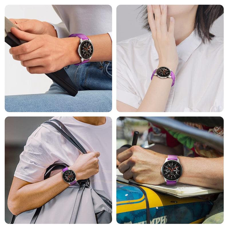 [Australia - AusPower] - 20mm Clear Watch Band for Samsung Galaxy Watch 4 Band 44mm/40mm, Vivoactive 3 Watch Band, Galaxy Watch 42mm Band, 20mm Sports Strap for Forerunner 245/Venu Sq Watch Purple 