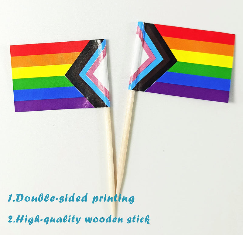 [Australia - AusPower] - JBCD 100 Pcs Pride Progress Rainbow Flag Toothpicks LGBTQ Cupcake Toppers Flags, Gay Inclusive Rainbow Cake Topper Flag Pick Sticks 