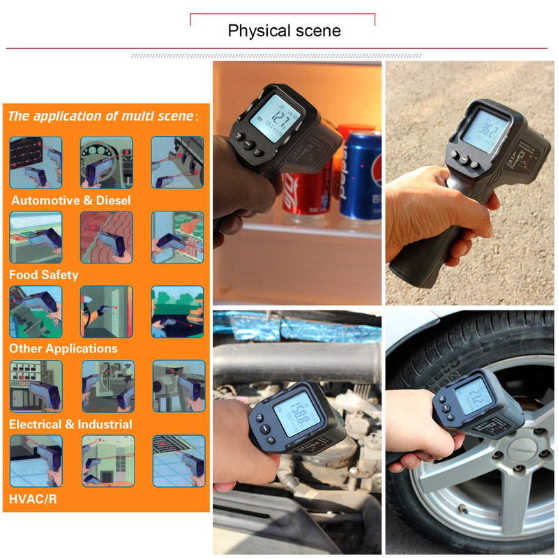 [Australia - AusPower] - Kaemeasu Digital Infrared Thermometer -58℉-2012℉ (-50℃ to 1100℃) Dual Laser Multipurpose Temperature Gun,High/Low Temperature/Max/Min/Average/Difference Measuring,Power Percentage Display KM-IT1100 