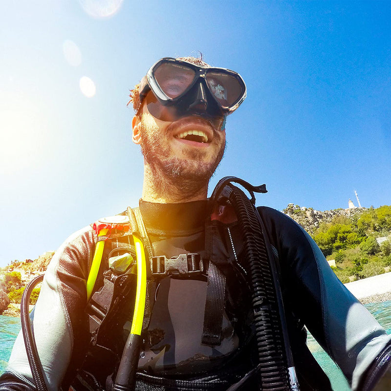 [Australia - AusPower] - Adult Scuba Diving Mask, Anti-Fog Dive Mask, Anti-Leak Tempered Glass Swim Goggles with Nose Cover, Professional Snorkeling Gear for Snorkeling Freediving Swimming Spearfishing Black 