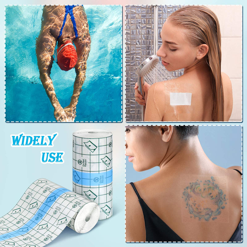 [Australia - AusPower] - 4 Rolls Transparent Stretch Adhesive Bandages Waterproof Clear Bandage Protective Adhesive Bandages Dressing Tape (4 Inch x 5.47 Yard) 4x196.92 Inch (Pack of 4) 
