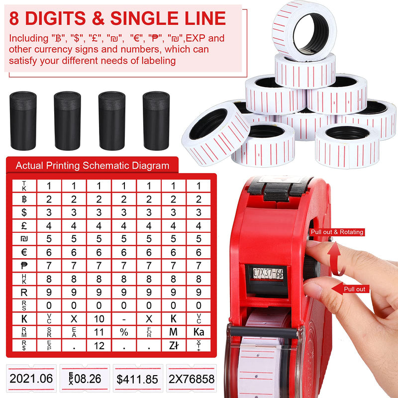 [Australia - AusPower] - 5117 Pieces Price Tag for Clothing Price Marking Labeler Clothes Garment Label Machine Pricing Attacher Applicator Plastic Fasteners Barb Ink Roller Tag Needle Price Label Sticker (Red, Green) Red, Green 