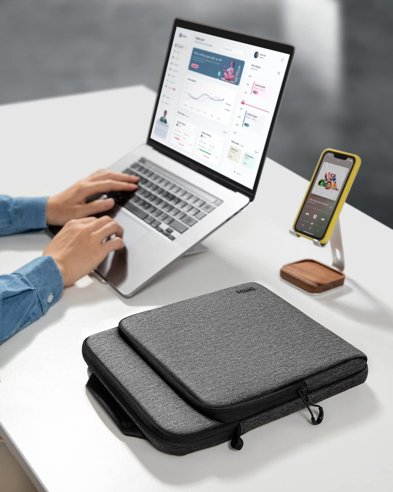 [Australia - AusPower] - tomtoc Protective Laptop Sleeve for 13-inch MacBook Air M2/A2681, M1/A2337, 2022-2018, MacBook Pro 13 M2/A2686, M1/A2338, 2022-2016, 12.9 iPad Pro 5th/4th/3rd Gen, Water-resistant MacBook Case Gray 13 Inch for New MacBook Air & Pro 