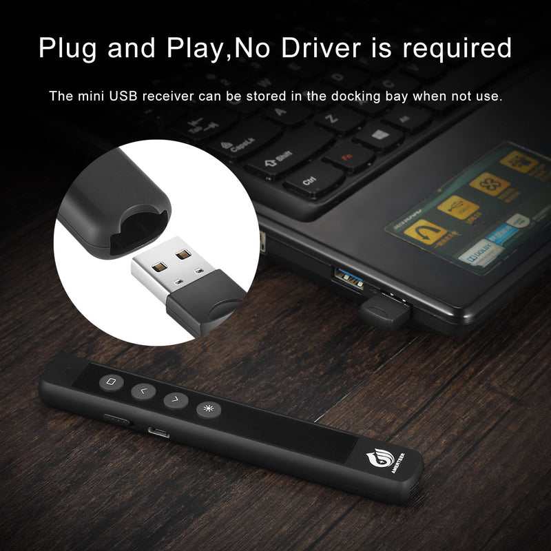 [Australia - AusPower] - AMERTEER Wireless Presenter, RF 2.4GHz Presentation Remote Rechargeable with Laser Pointer PowerPoint PPT Slides Clicker Support Hyperlink 