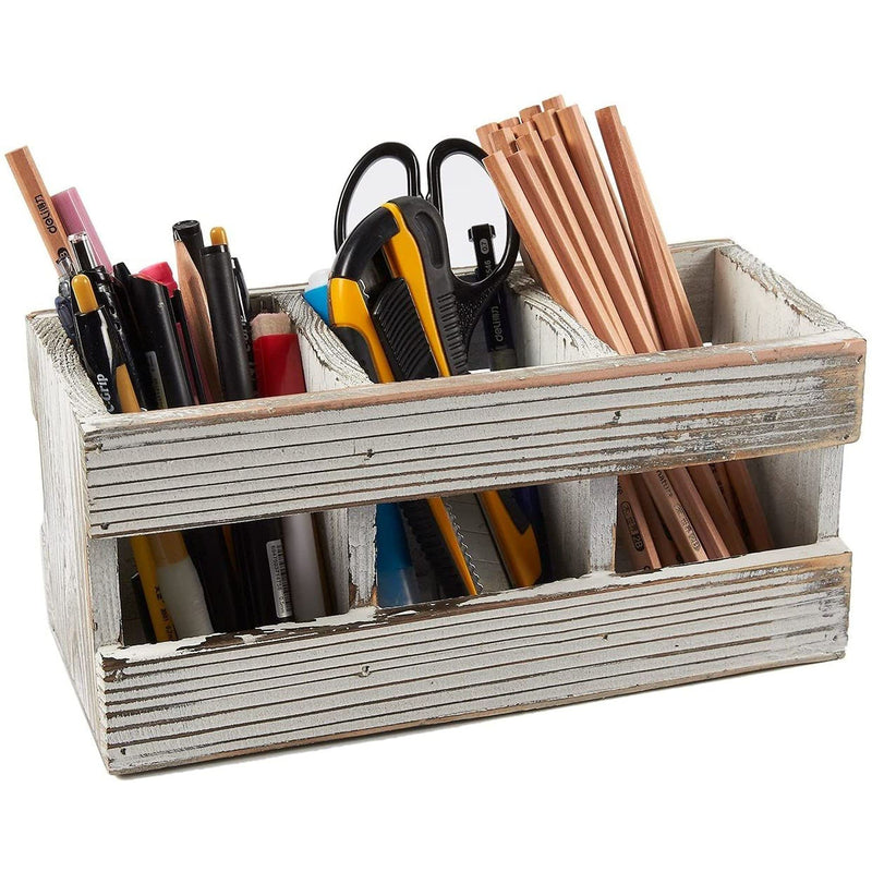 [Australia - AusPower] - Wooden Desk Organizer, Pen and Pencil Holder (9.5 x 4.25 in.) 