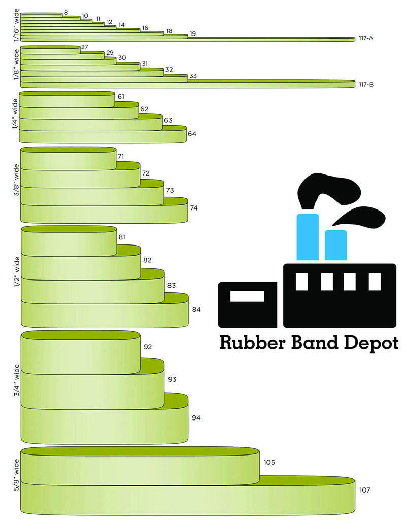 [Australia - AusPower] - Assorted Size Rubber Bands, Rubber Bands, 54, Approximately 1,250 Rubber Bands Per Bag, Rubber Band Measurements: Assorted Sizes - 1 Pound Bag 