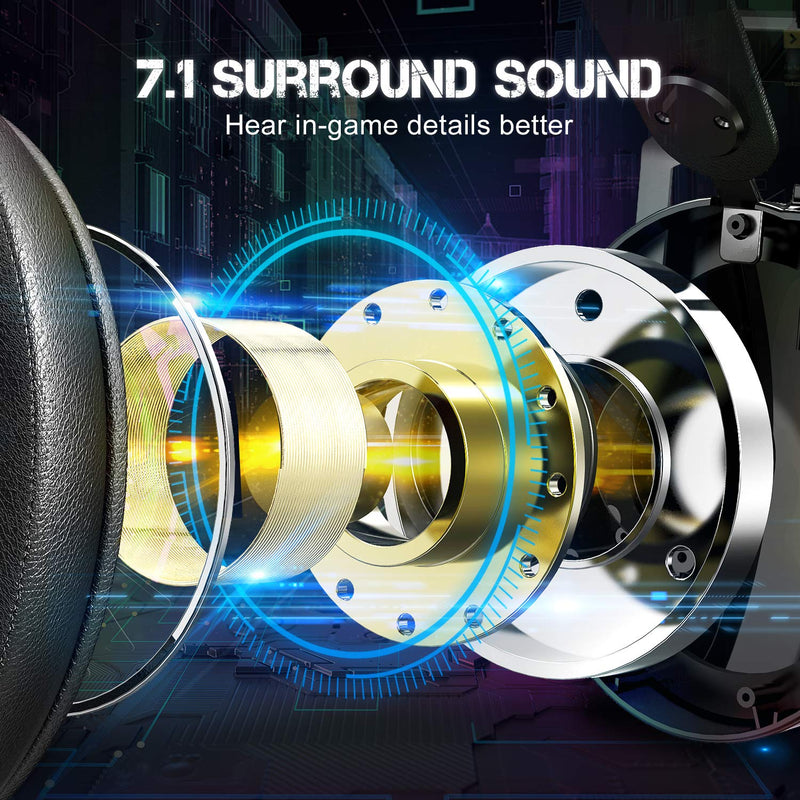 [Australia - AusPower] - ETWAR USB Gaming Headset for PC - 7.1 Surround Sound Headphones with Noise Cancelling Microphone- RGB Lights Headphones for Laptops with Microphone 