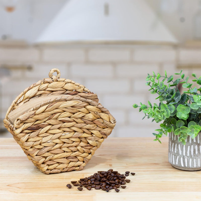 [Australia - AusPower] - AuldHome Cone Coffee Filter Holder (Water Hyacinth), Woven Filter Storage Container, Rustic Farmhouse Style Cone Filter Shaped 