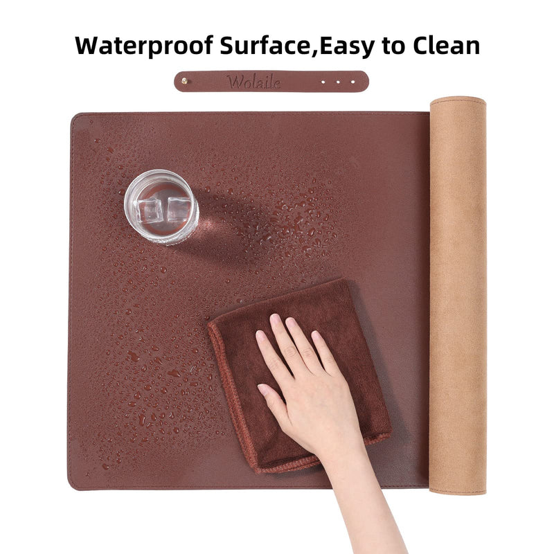 [Australia - AusPower] - Wolaile Desk Blotter Pad,36x17 inch PU Leather Computer Mouse Mat,Non-Slip Waterproof Writing Desktop Protector for Office Home,Large,Brown 36"x17" Brown 