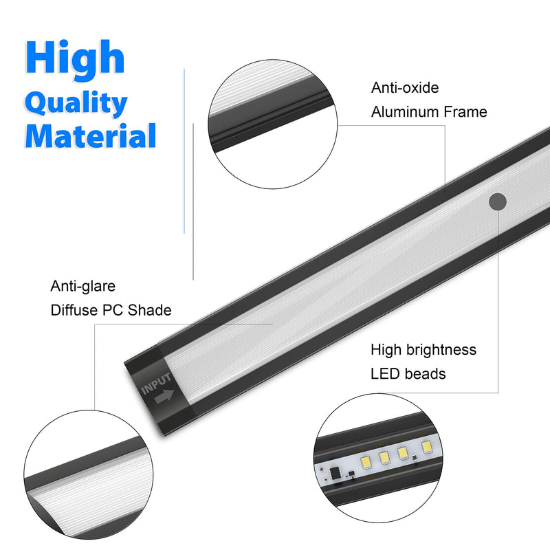 [Australia - AusPower] - LED Under Cabinet Lighting, Under Counter Lighting with Touch Activated and 33 LED Chips Plug-in LED Light Bar for Kitchen, Cupboard, Shelf, Closet (Warm Light 3000K) Black-3000k(warm Light) 