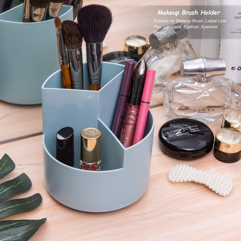 [Australia - AusPower] - Siveit Rotating Pen Holder, 3 Slots 360-Degree Spinning Pencil Pen Desktop Organizer Cute Pencil Cup Pot for Home, Office, Kids (Blue) Blue 