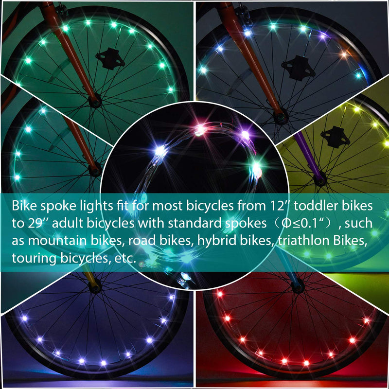 [Australia - AusPower] - Waybelive 2 Pack LED Bike Wheel Light, Remote Control Bicycle Tire LED Light, Wheelchair Light, 16 Color Change by Yourself, Waterproof, Super Bright to Ride at Night, Good Gift for Kids(2 Tires) 