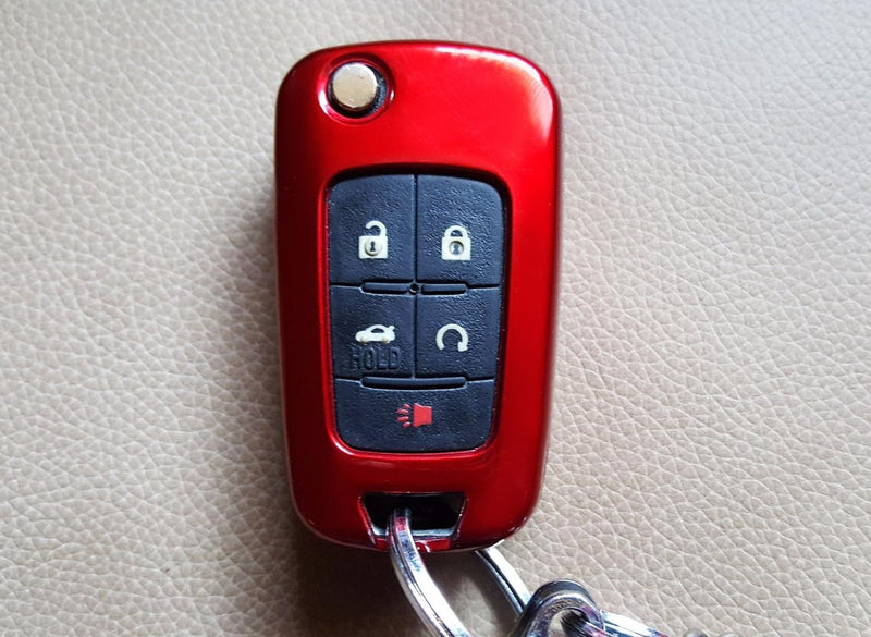 [Australia - AusPower] - iJDMTOY Exact Fit Glossy Red Smart Key Fob Shell Cover Compatible With Chevrolet GMC 3 4 or 5 Buttons Folding Key Fob (Camaro Cruze Malibu SS Spark Volt, etc) 