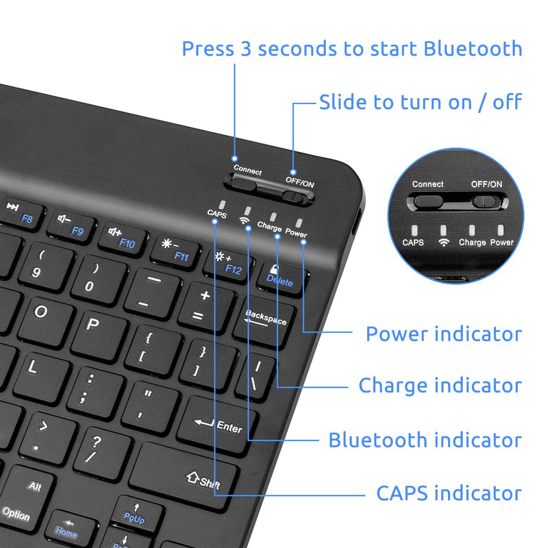 [Australia - AusPower] - Wireless Keyboard for Surface Go 2 (2020),Universal Slim Portable Bluetooth Keyboard Compatible with Surface Go 2 (2020) Keyboard with Built in Rechargeable Battery,Black 