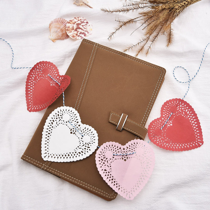 [Australia - AusPower] - TOODOO 150 Piecse Mini Heart Doilies 4 Inch Heart Shaped Paper Doilies with 3 Colors for Valentine's Day Decoration, Red, Pink and White 